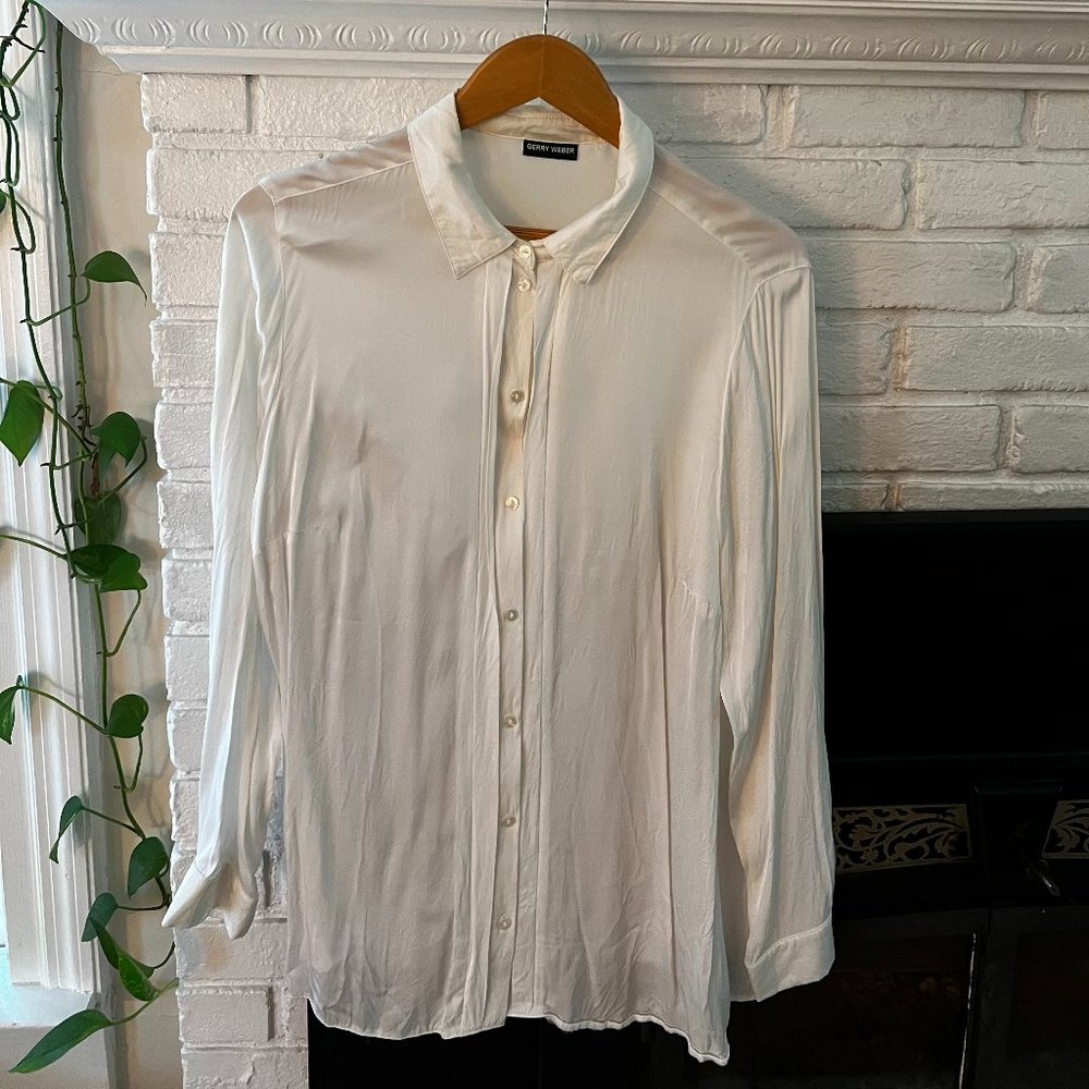 Gerry Weber White Silk Blouse SZ XL